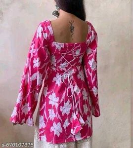 Kurta Corset Back Kurti - Pink Floral
