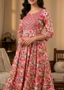 Floral Print Anarkali Kurta