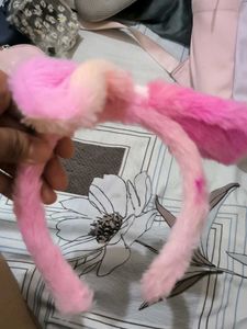 Fluffy Pink Bow Headband
