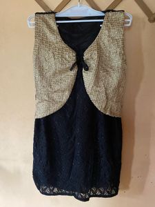 Festive top Black &amp; Gold Embroidered 32-34 fit