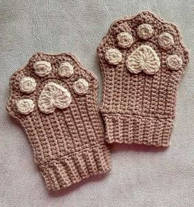 Cute Paw Print Fingerless Gloves