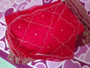Red Embroidered Organza Saree