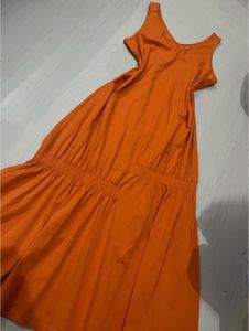 V-Neck Orange Maxi Dress