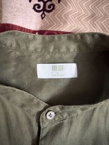 Men's Olive Green Linen Shirt