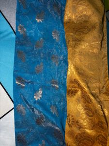 Blue Saree with Golden Motifs
