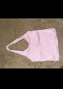 Light Pink Ribbed Halter Top