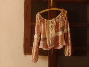 Bohemian Print Tie-Front Blouse