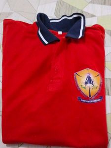 Red Polo T-Shirt with Emblem