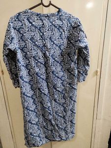 Blue Leaf Print Kurta