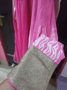 Pink Anarkali with pant and dupatta
