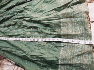 Green Printed Kurta with V-neck