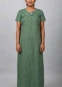 Green Printed Cotton Nightdress