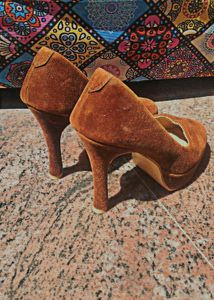 Vintage Brown Suede Platform Heels