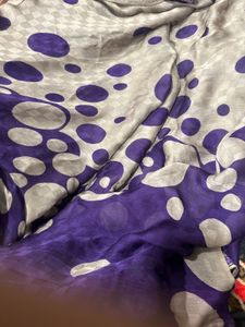 Elegant Grey &amp; Purple Polka Dot Saree