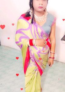 new crape Green &amp; Purple Saree