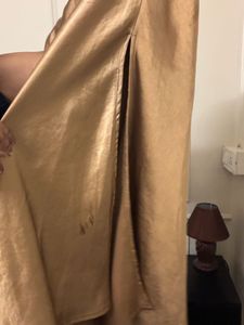 Satin Gold Midi Skirt