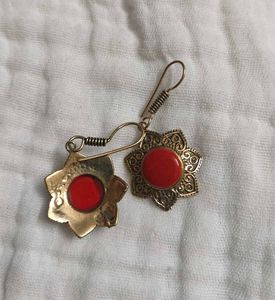 Boho Red Stone Dangle Earrings