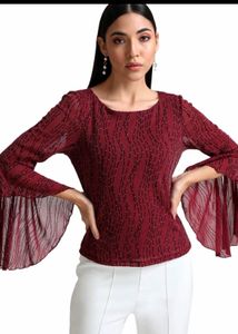 Elegant Bell Sleeve Burgundy Top💖✨