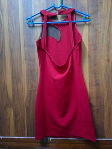 Chic Red Sheer Panel Mini Dress