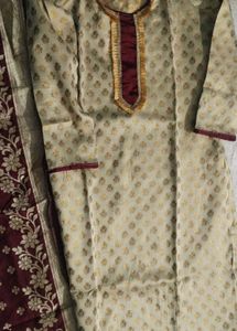 Elegant Cream &amp; Maroon Salwar Kameez and Dupatta