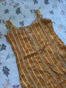 Orange Ethnic Embroidered Kurta