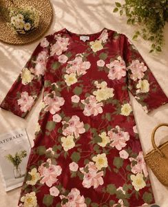 Elegant Floral Print Ethnic Dress