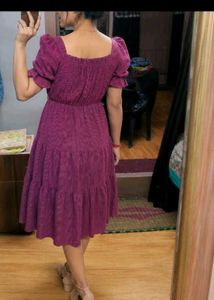 Purple Tiered Smocked Midi Dress