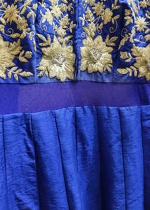 Royal Blue Gold Embroidered Gown