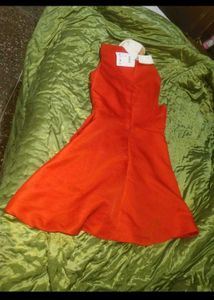 red korean Embroidered dress skater