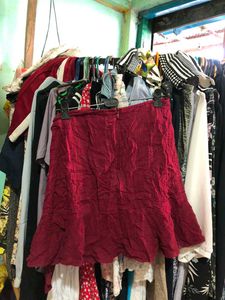 Maroon Mini Skirt