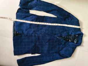 Men's Navy Blue Checkered Blazer