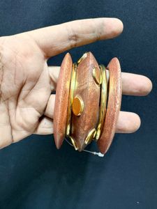 Unique Wooden & Gold Tone Bracelet