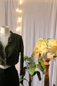 Olive Green Knit Cropped Cardigan