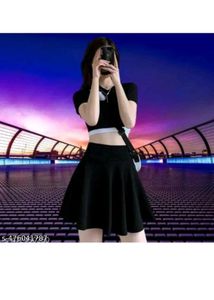Chic Black Flared Mini Skirt