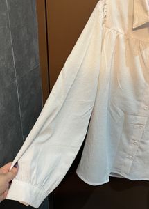 Elegant White Textured Button-Up Shirt