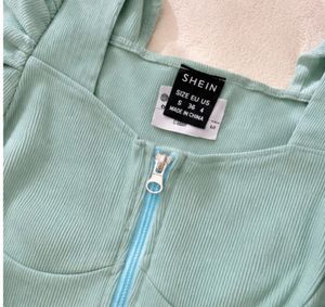Mint Green Zip Front Crop Top