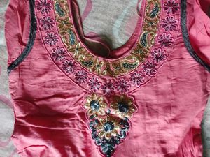 Heavy Work Pink Anarkali L size
