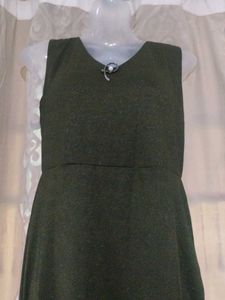Elegant Olive Green Dress with Capelet