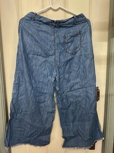 Denim Culottes with Frayed Hem