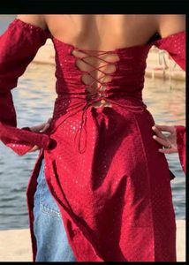 Stunning Red Sequin Kurta Top
