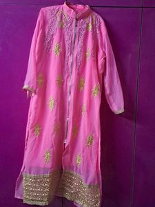 Elegant Pink Embroidered long Kurta