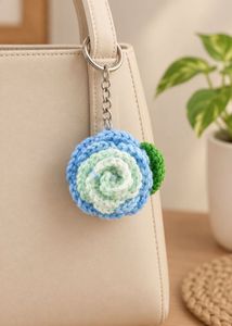 Handmade Crochet Multicolor Flower Keychain Small
