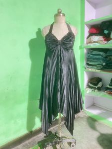 Elegant Black Pleated Asymmetrical Dress