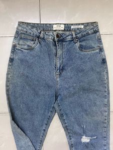 blue denim jeans straight fit