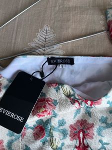 Cream Floral Ruffle Top