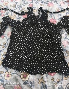 Stylish black and white polkadot top