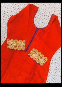 Orange Kurta with Gold Border