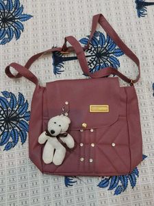 Charming Crossbody Bag with Teddy Bear Charm