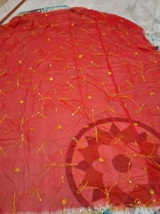 Elegant Red Embroidered odhna