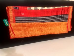 New Copper Orange &amp; Red Art Silk Saree with Elegan